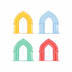 Fototapeta premium Set of Four Colorful Gothic Arches