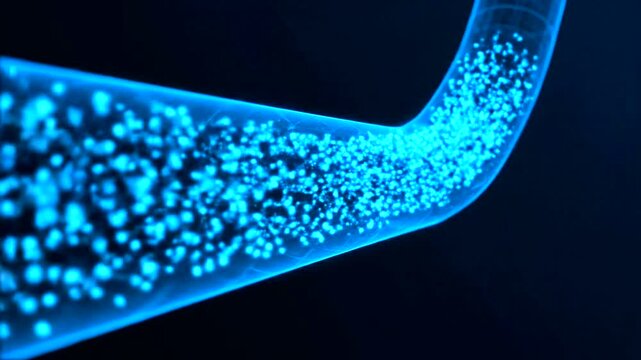 Glowing blue tube with particles.