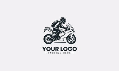 Obraz premium Sport motorcycle rider silhouette minimalist black vector logo
