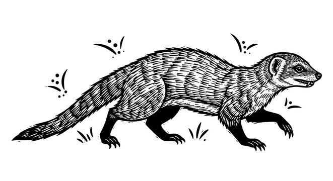 Striped mongoose illustration