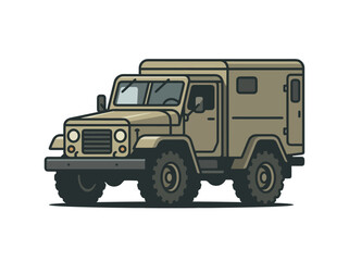 Obraz premium Vintage Military Utility Van Illustration of an Old Off road Vehicle with Unique Design Features Perfect for Transportation Design Projects