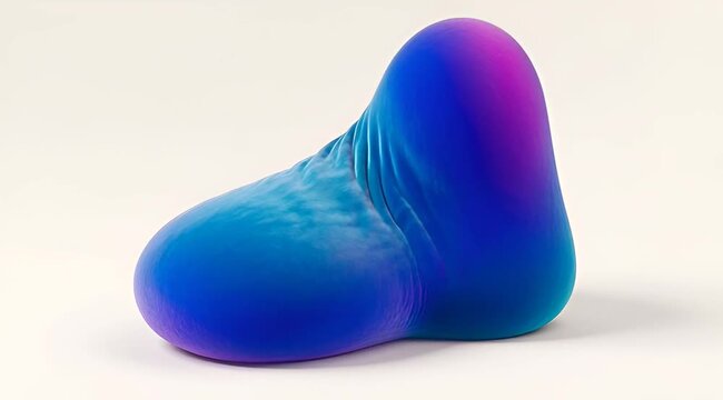 Abstract amorphous shape undergoing dynamic color shifts and textural transformations, representing fluid motion, metamorphosis, organic form, and creative abstraction