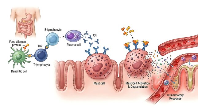 Mechanism of an allergic immune response in the body