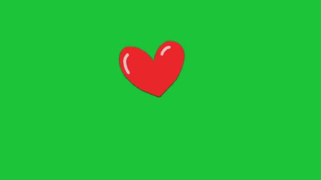 Broken red heart animation on green screen background symbolizing heartbreak separation sadness and emotional themes use