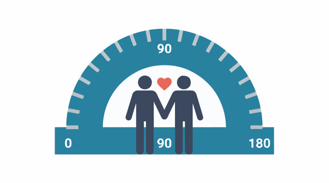 Measuring love and relationship with a protractor icon