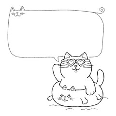 Obraz premium Cute cat speech bubble heart glasses cartoon