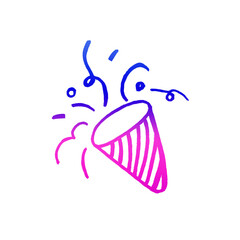 Obraz premium A festive handdrawn confetti popper bursts with colorful streamers and circles isolated on a transparent background