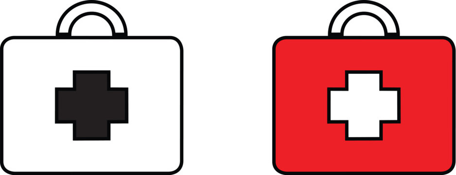 First Aid Kit Vector Icon Set Editable Transparent Background