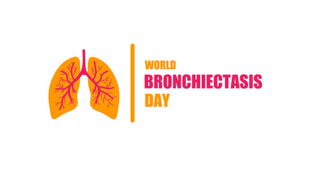 World bronchiectasis day july 1 awareness banner with human lungs illustration