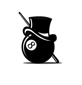 The Iconic Eight Ball in Snooker whit head and cue
