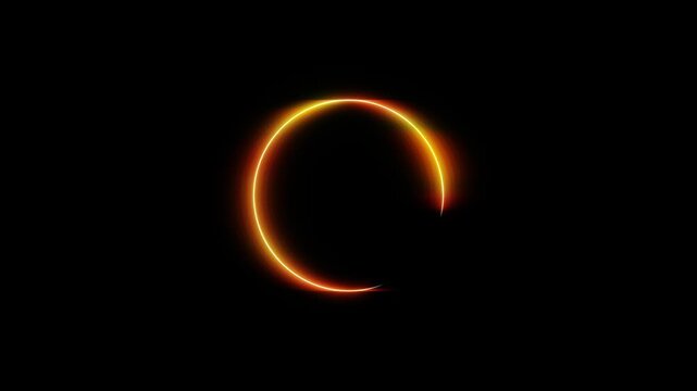 Horizontal 3D abstract technology neon science halo sphere circle loop animation arc glow futuristic spectrum light energy curve wave cyber space black background gradient innovation data network