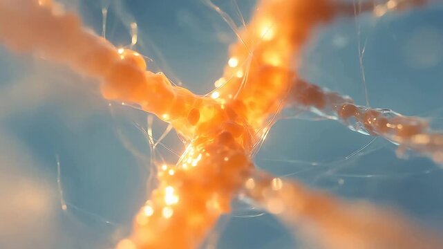 Closeup of glowing orange fibers