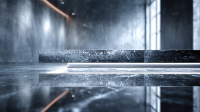 Elegant Marble Product Display Platform with Reflective Surface