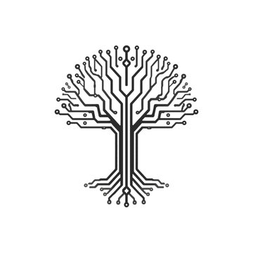 Vector trees depict network technologies.