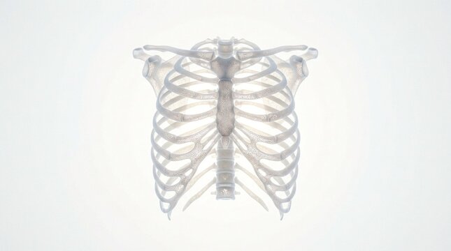 Anatomical illustration of the human rib cage and sternum.