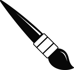 Naklejka premium Black paint brush with white handle details artist painting tool craft