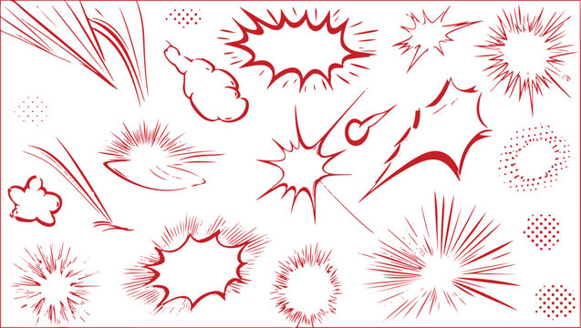 Red comic book explosion action effects
