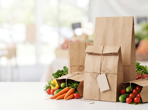 Farmers market paper bag packaging