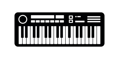 Black and white electronic keyboard piano musical instrument  in white background © Tania