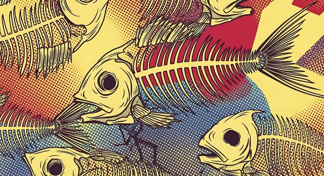 Abstract illustration of fish skeletons