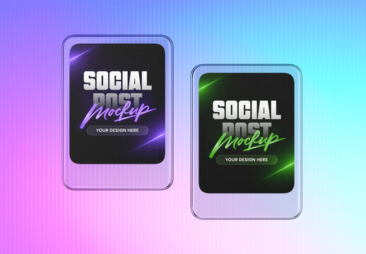 Neon Social Media Post Mockup Template