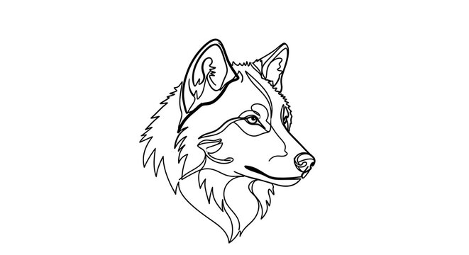 Line drawing of a wolf head