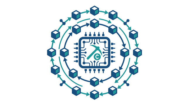 A stylized illustration of a microchip.