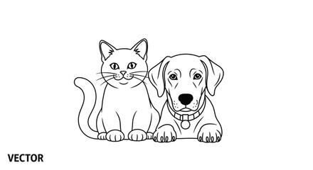 Obraz premium Dog and cat cartoon illustration of friendly pets perfect for design usage