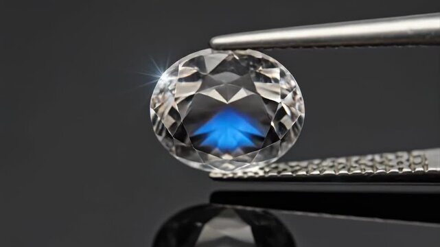 Sparkling gem held by tweezers