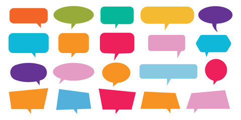 Obraz premium Collection of solid multicolored speech bubbles and thought boxes on a transparent background