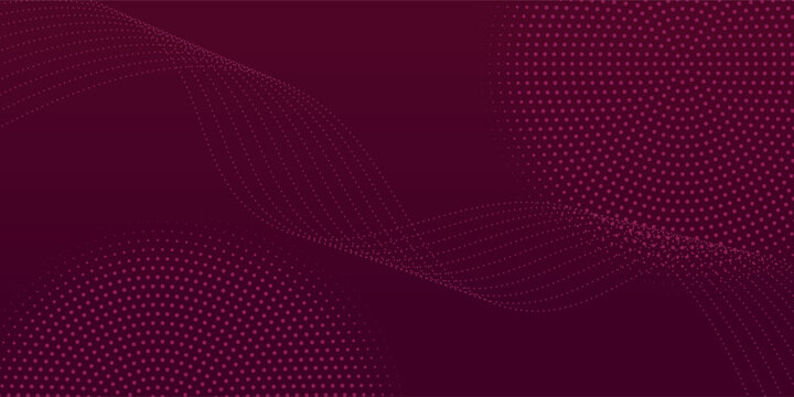 Abstract maroon abstract background with dynamic dot waves and halftone patterns. Elegant dark red luxury vector background for corporate identity, banner, presentation, and digital marketing.