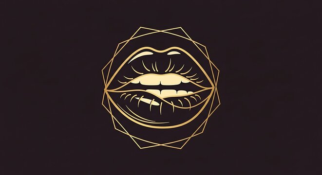 Golden lips emblem