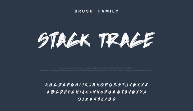 Stack Trace Brush Family Font with Grungy Hand-Drawn Letters and Numbers