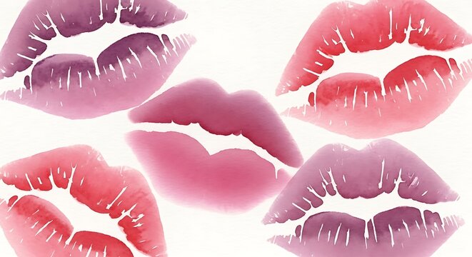 Watercolor kiss marks