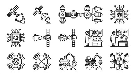 Fototapeta premium Collection of Technology and Space Exploration Icons.
