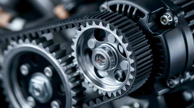 Engine timing belt and gear mechanism operating