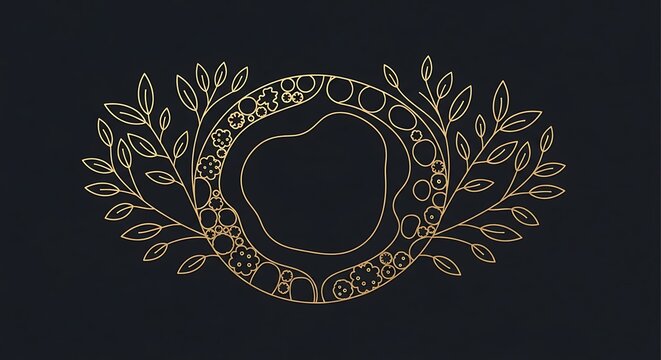 Elegant circular ornament with floral and leafy elements
