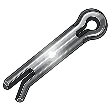 metallic clevis pin fastener cartoon vector illustration