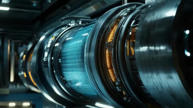 Futuristic reactor core generating clean electric energy with advanced engineering and glowing elements, symbolizing innovation and sustainable power generation for modern infrastructure