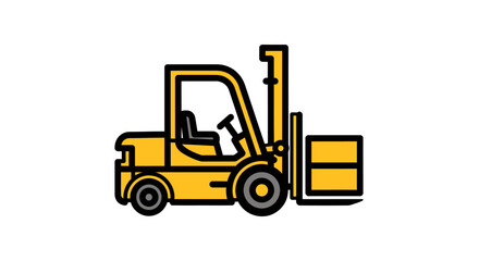 Naklejka premium Vibrant yellow forklift icon symbolizing industrial logistics, warehouse operations, cargo handling, and material movement, ideal for business and transport designs