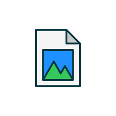 Fototapeta premium Image file icon with filled outline style symbol for picture storage