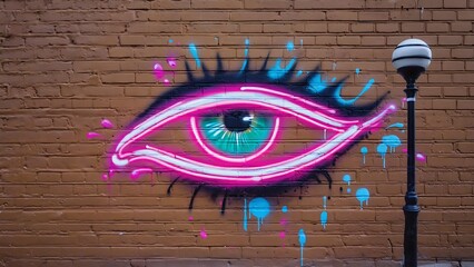 Fototapeta premium Neon Eye Street Art