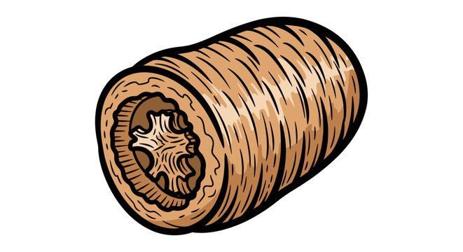 Illustration of a cross section of a log with detailed textures isolated