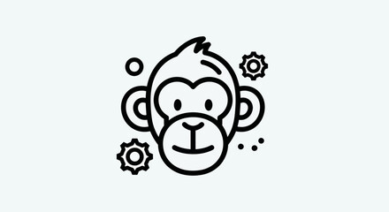 Stylized monkey icon on white background © BudiSantoso