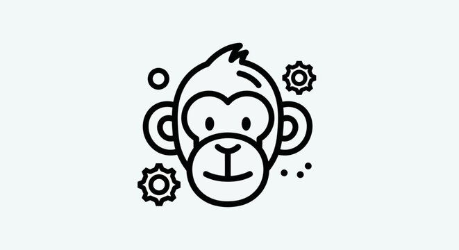 Stylized monkey icon on white background