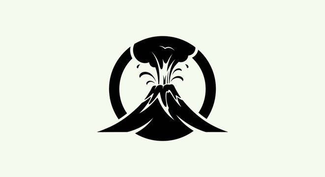 Volcano erupting silhouette logo design