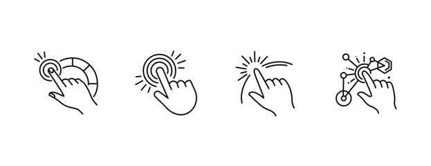 Fototapeta premium Touch Interaction Icon Set – Hand Outline Vector for Digital, App, and Interface Design