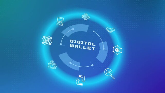 Secure online digital wallet payment application symbol illustrating contactless fintech money transfers and mobile banking services