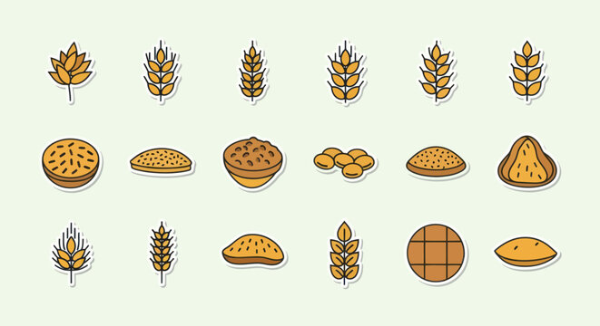Wheat and bread collection illustration