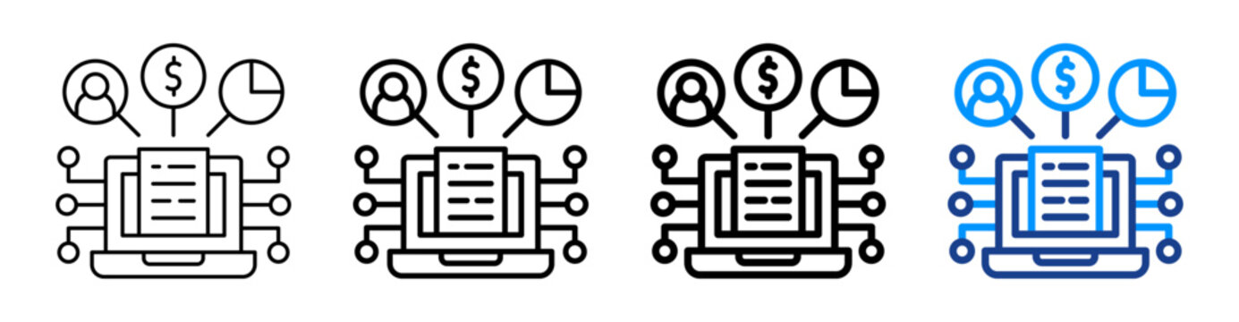Datafication Icon Different Style Outline Collection Set